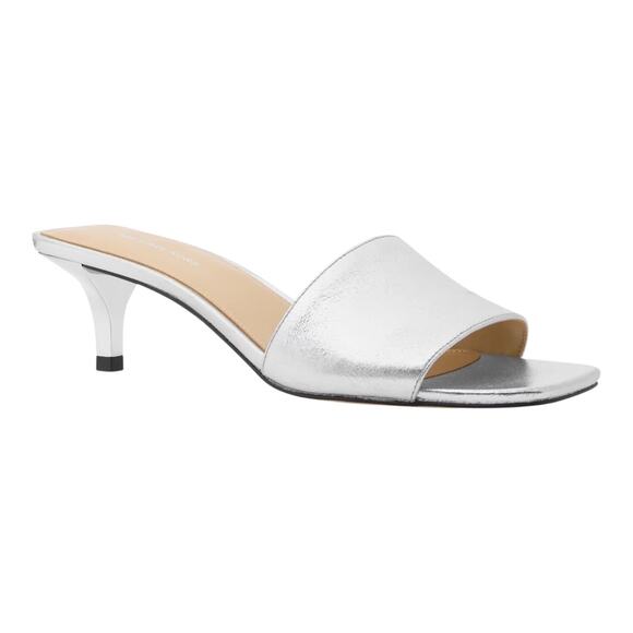 Michael Kors Women's Merriam Kitten Heel Slide Sandals Silver Size 8 M - Picture 1 of 4
